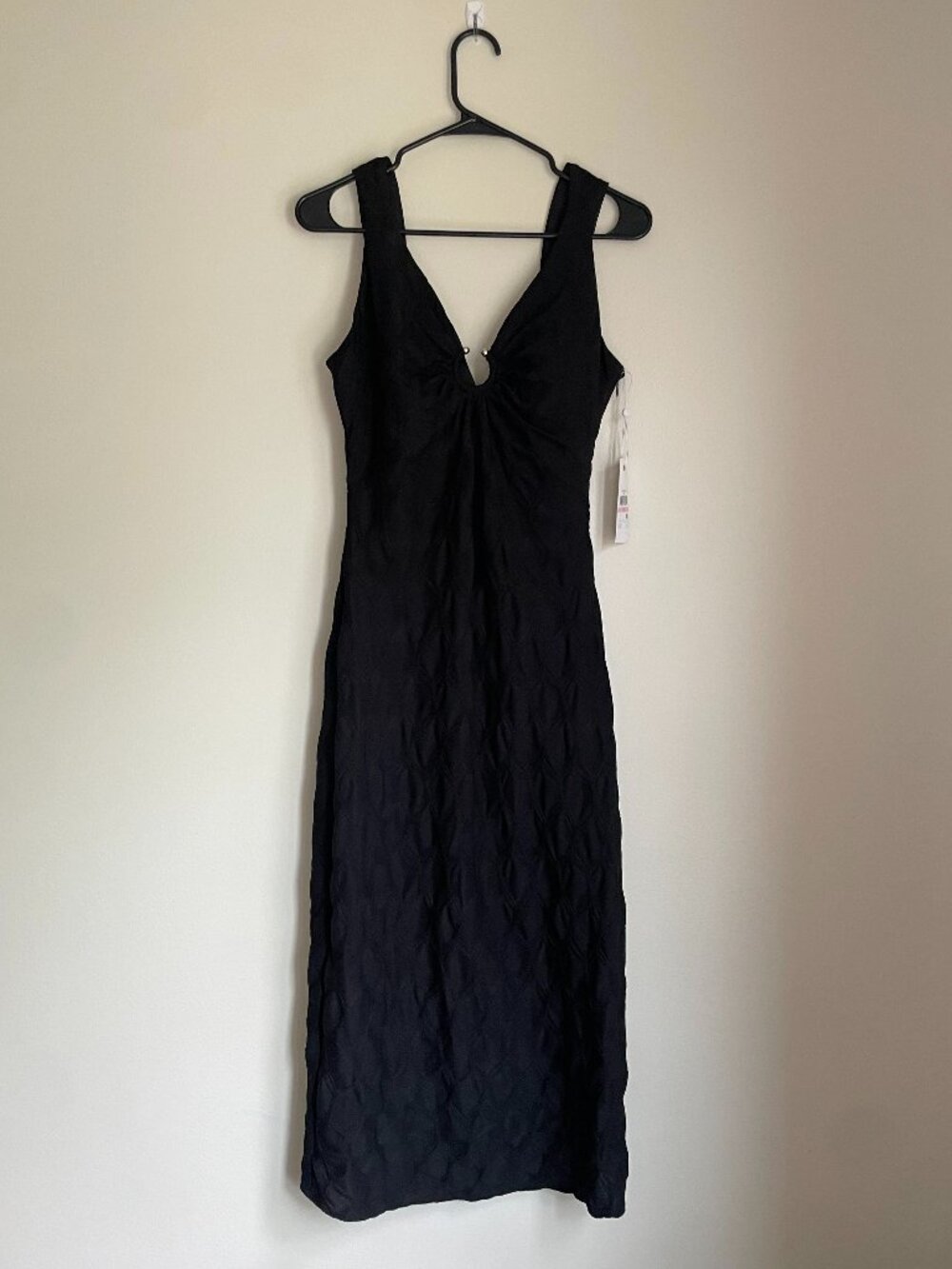 Siena O-Ring Women's Textured Knit Plunge-Neck Scoop-Back Dress Midi Dress